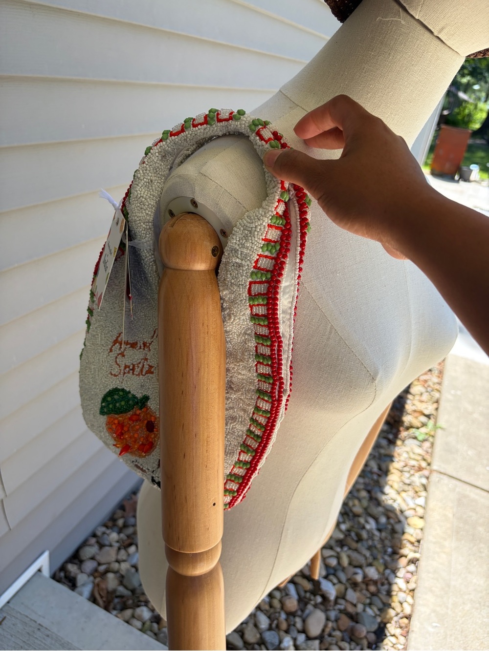 Handcrafted India Women’s Beaded White Cocktail Spritz Shoulder Bag - Picture 3 of 4